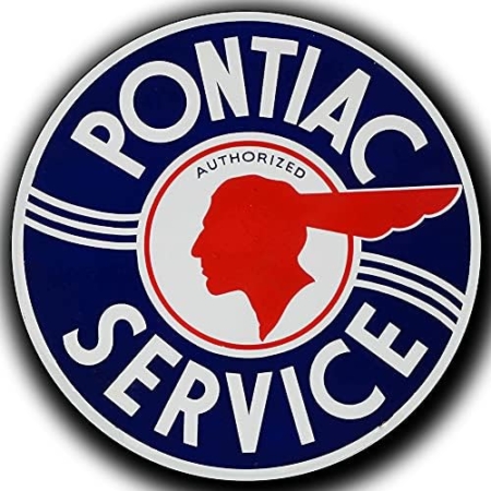 Pontiac Service Round Tin Sign