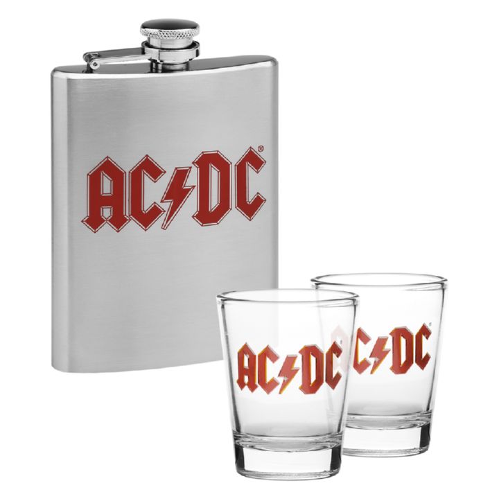 AC/DC Hip Flask & 2 Shot Glasses Set