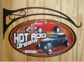 Hot Rod Dreams Double Sided Swing Sign