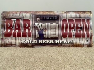 Bar Open Corrugated Tin Sign