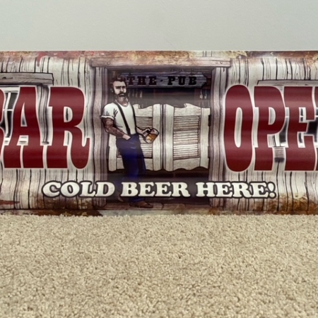 Bar Open Corrugated Tin Sign
