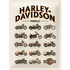 Harley Davidson Model Chart Tin Plate Sign