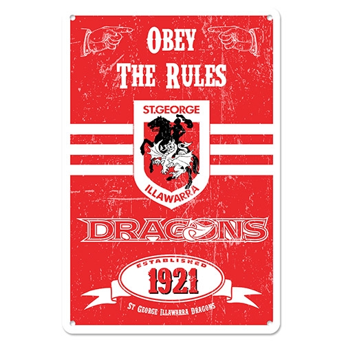 NRL Dragons Retro Tin Sign