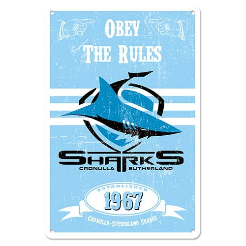 NRL Sharks Retro Tin Sign
