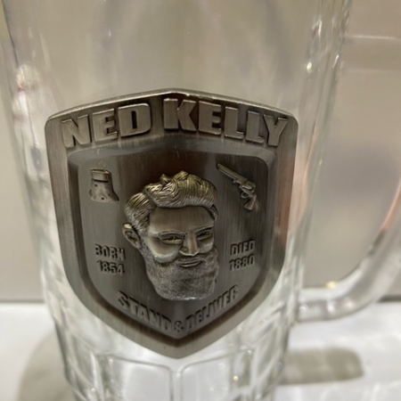 Ned Kelly Badged Beer Glass