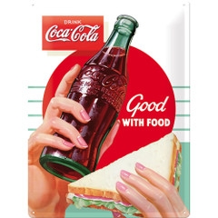 Coca Cola Good With Food Tin Plate Sign