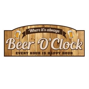 BEER O'CLOCK EVERY HOUR IS HAPPY HOUR TIMBER SIGN
