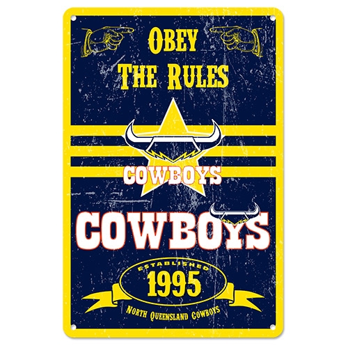 NRL Cowboys Retro Tin Sign