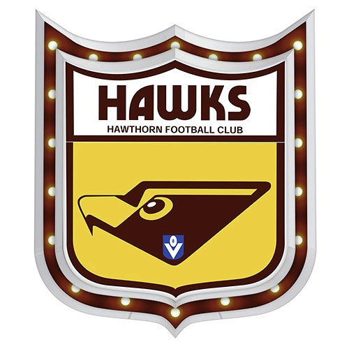 AFL Hawthorn-Hawk's Light-Up Tin-Sign