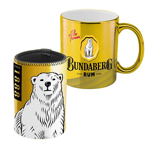 Bundaberg Rum Metallic Mug & Stubby Holder