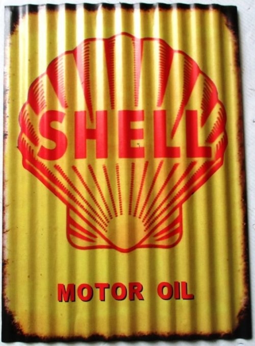 Shell Motor-Oil Corrugated Tin-Sign