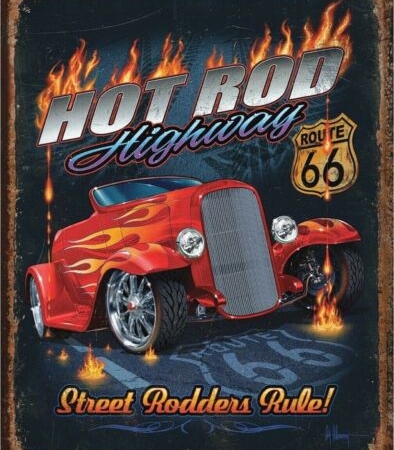 Route-66 Hot-Rod Tin Sign