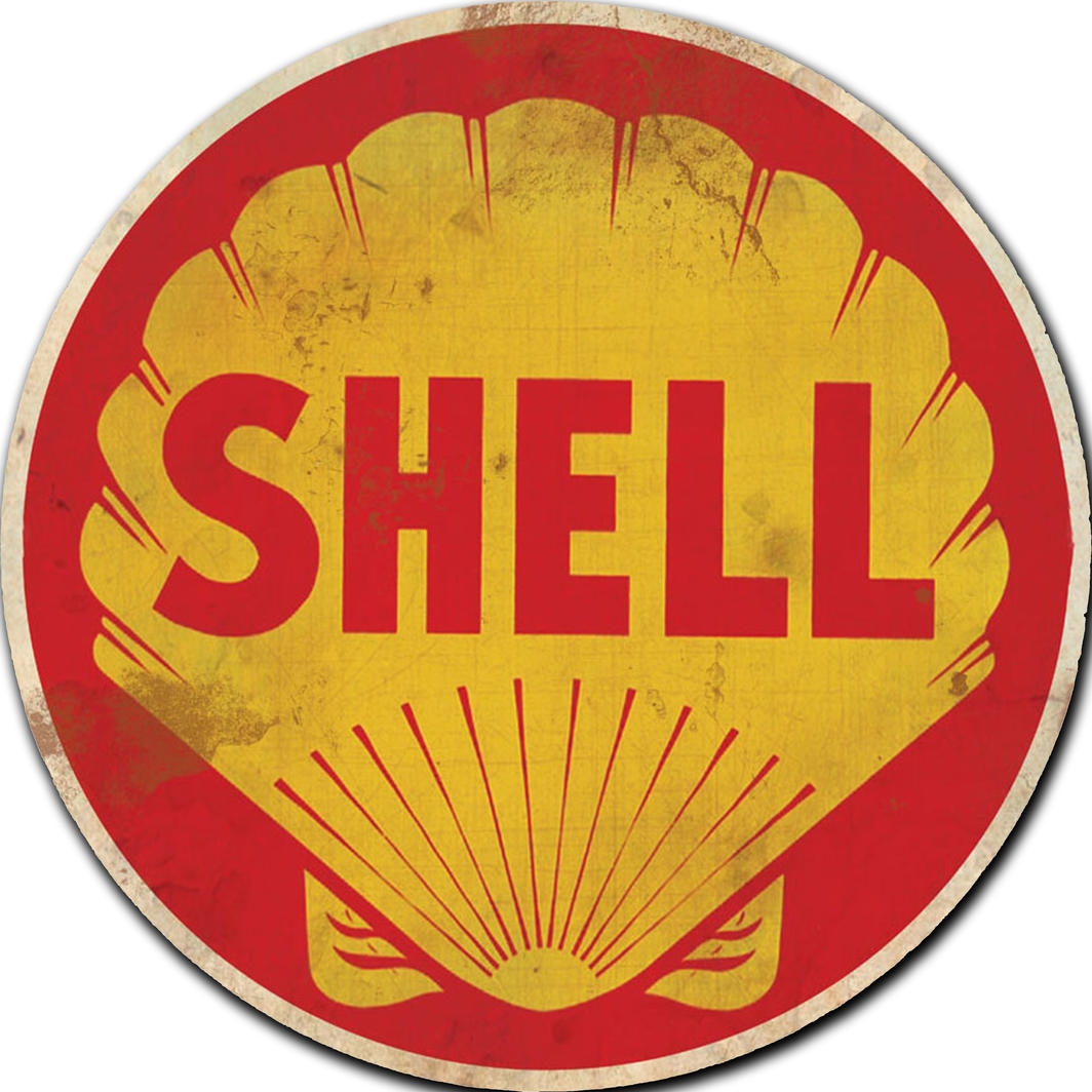 Shell-Vintage Round Tin Sign