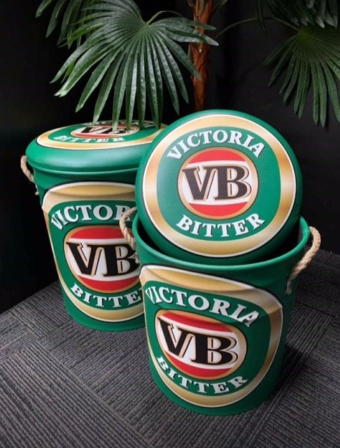 Victoria Bitter Set of 2 storage stools.