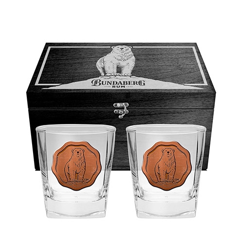 Bundaberg Rum Spirit-Glasses In Wooden Box