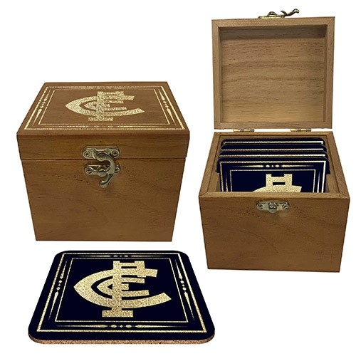 AFL Carlton Coasters In Wooded Box