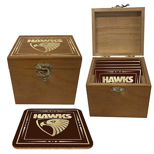 AFL Hawthorn Coasters In Wooden Box