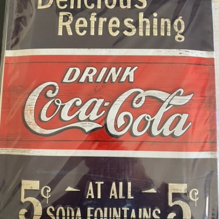Refreshing Coca-Cola Tin-Plate Sign