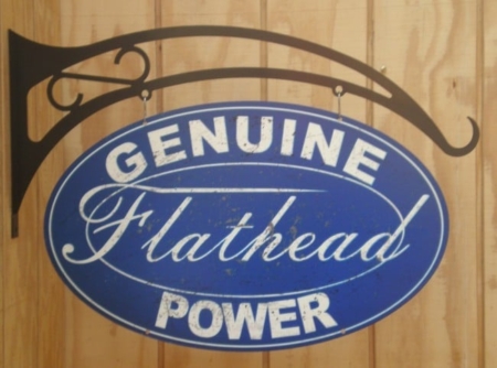 Ford-Flathead Double-Sided Tin-Metal-Sign with-Hanger