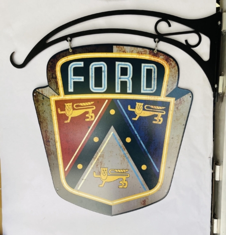 Ford-Crest Double-Sided Tin-Metal-Sign with Hanger