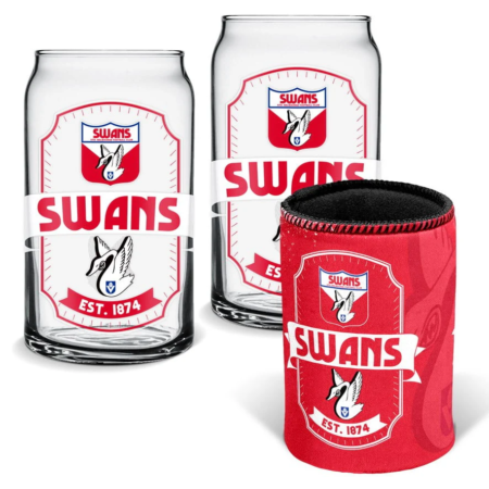 AFL Swans Glasses & Stubby Holder Gift Pack