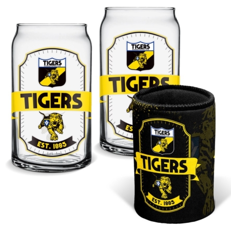 AFL Tigers Glasses & Stubby Holder Gift pack