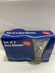 AFL Collingwood Set of 2 Skol Glasses