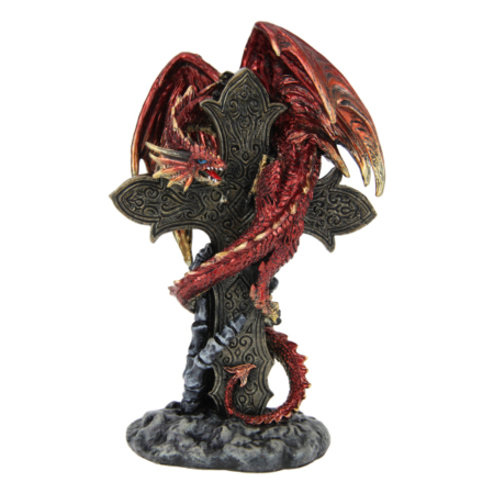 Red Dragon Sitting On Cross