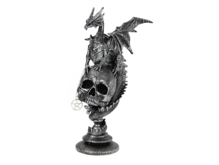 Antique Silver Dragon On Skull Globe