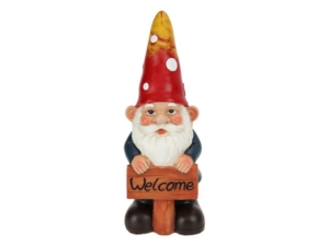 Garden Gnome With Welcome Sign 23cm