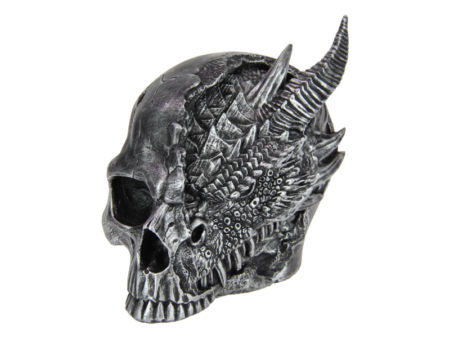 Antique Silver Skull Dragon