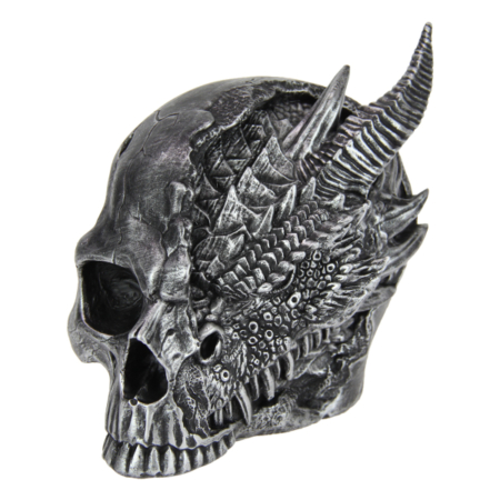 Antique Silver Skull Dragon