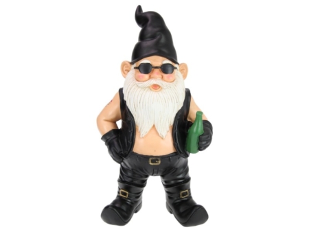 Biker Gnome in Black 42cm