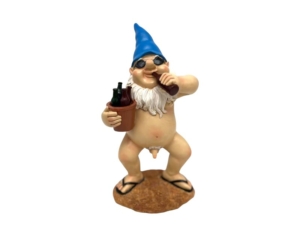 Naked Gnome Drinking Beer 28cm