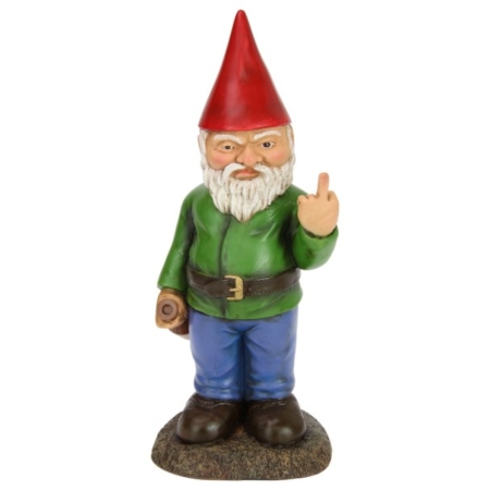 Rude Gnome Giving The Bird