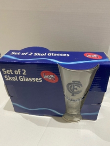 AFL Carlton Set Of 2 Skol Glasses