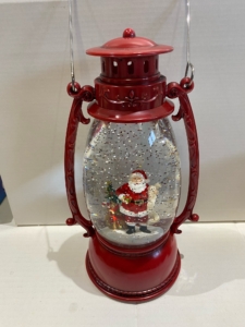 Santa With Tree Red Oval Water Lantern